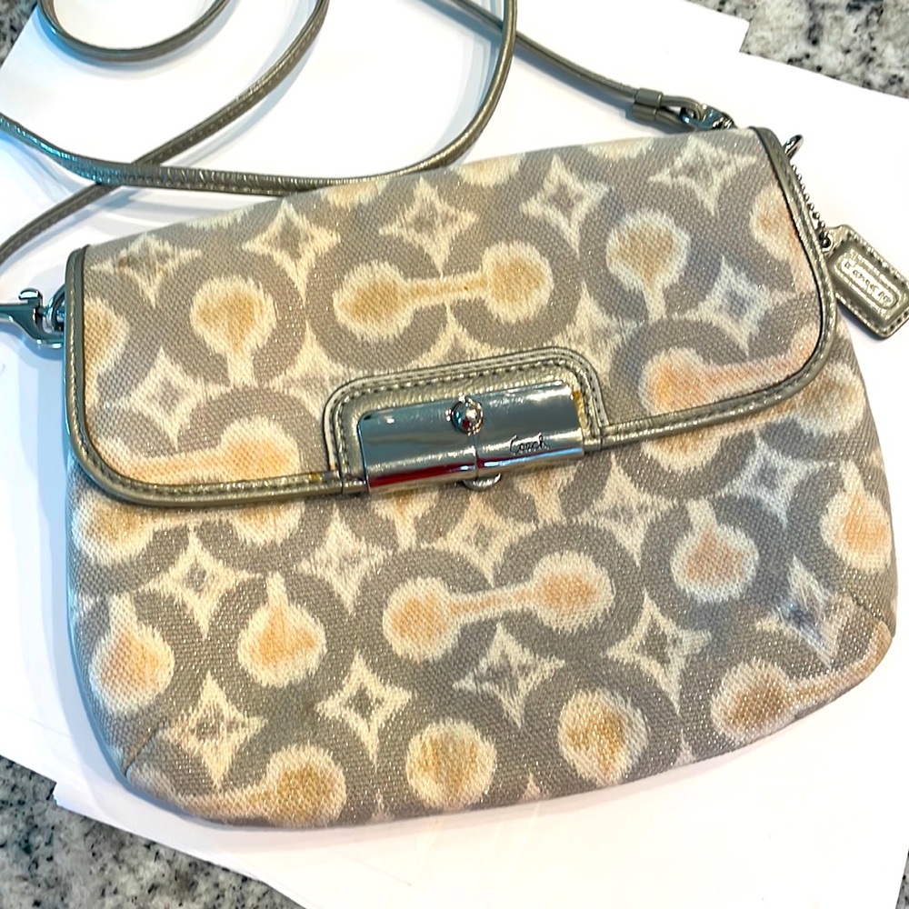 COACH Small Crossbody bag, Gray Silver and Light Pink